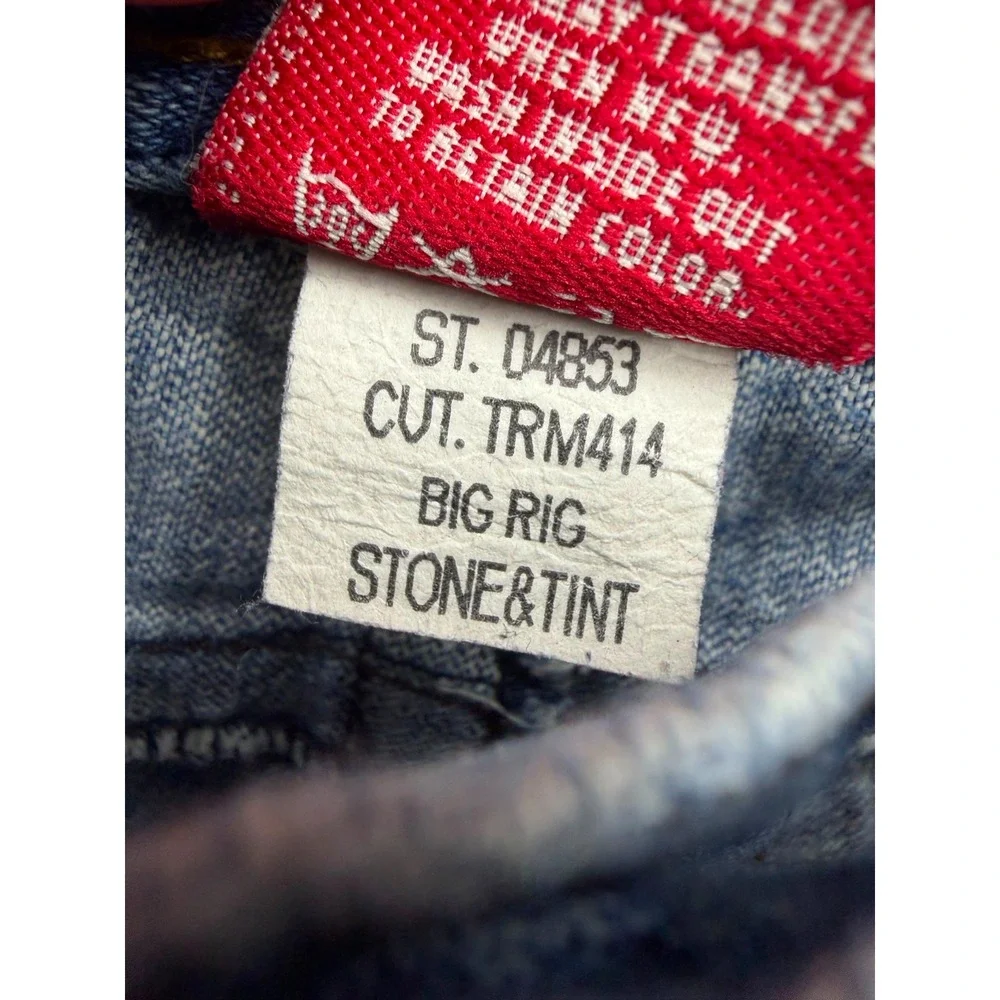 Y2k True Religion Big Rig Stone & Tint Rips Patchwork Denim Jeans Size 36 x 34